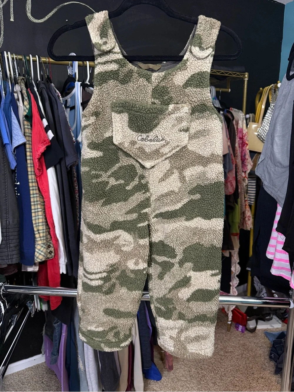 Cabela’s Toddler 4T Sherpa Fleece Camo Overalls Cozy Hunting Romper